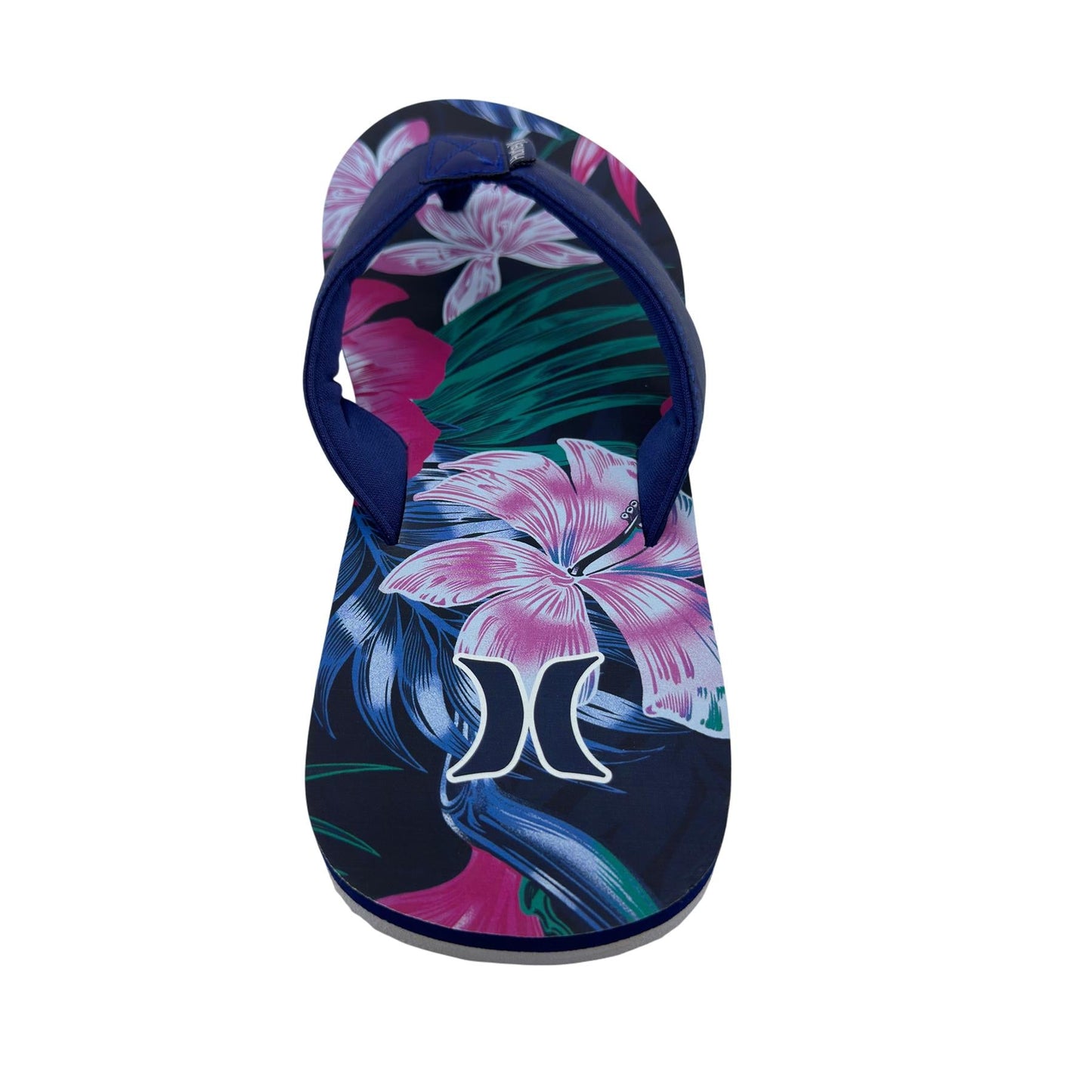 Hurley Logo Navy Floral Green Mens Sandal Pool Beach Flip Flop