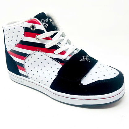 Creative Recreation Cesario Black White Red Stripes Youth Kids Sneakers