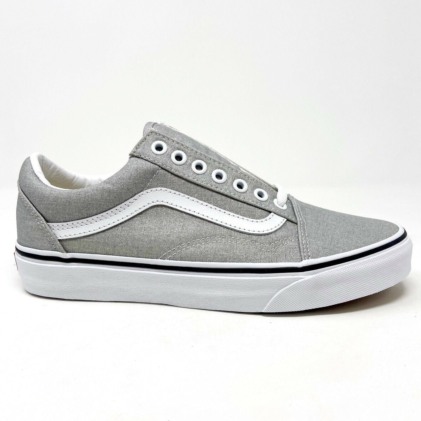 Vans Old Skool Silver True White Womens Classic Casual Sneakers