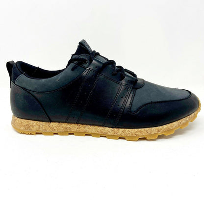 Clae Mills Black Leather Mens Casual Sneakers
