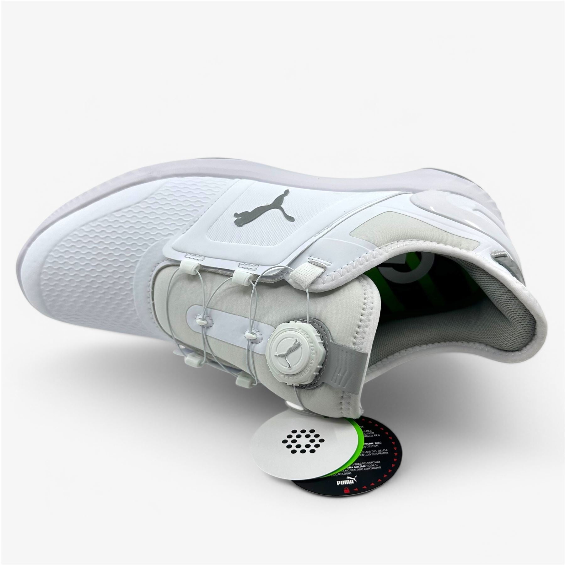 PUMA Ignite Elevate Disc White Silver Mens Waterproof Golf Shoes