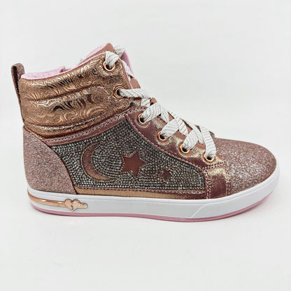 Skechers Shoutouts Starry Alighned Rose Gold Kids Girls Size 3 Sneakers