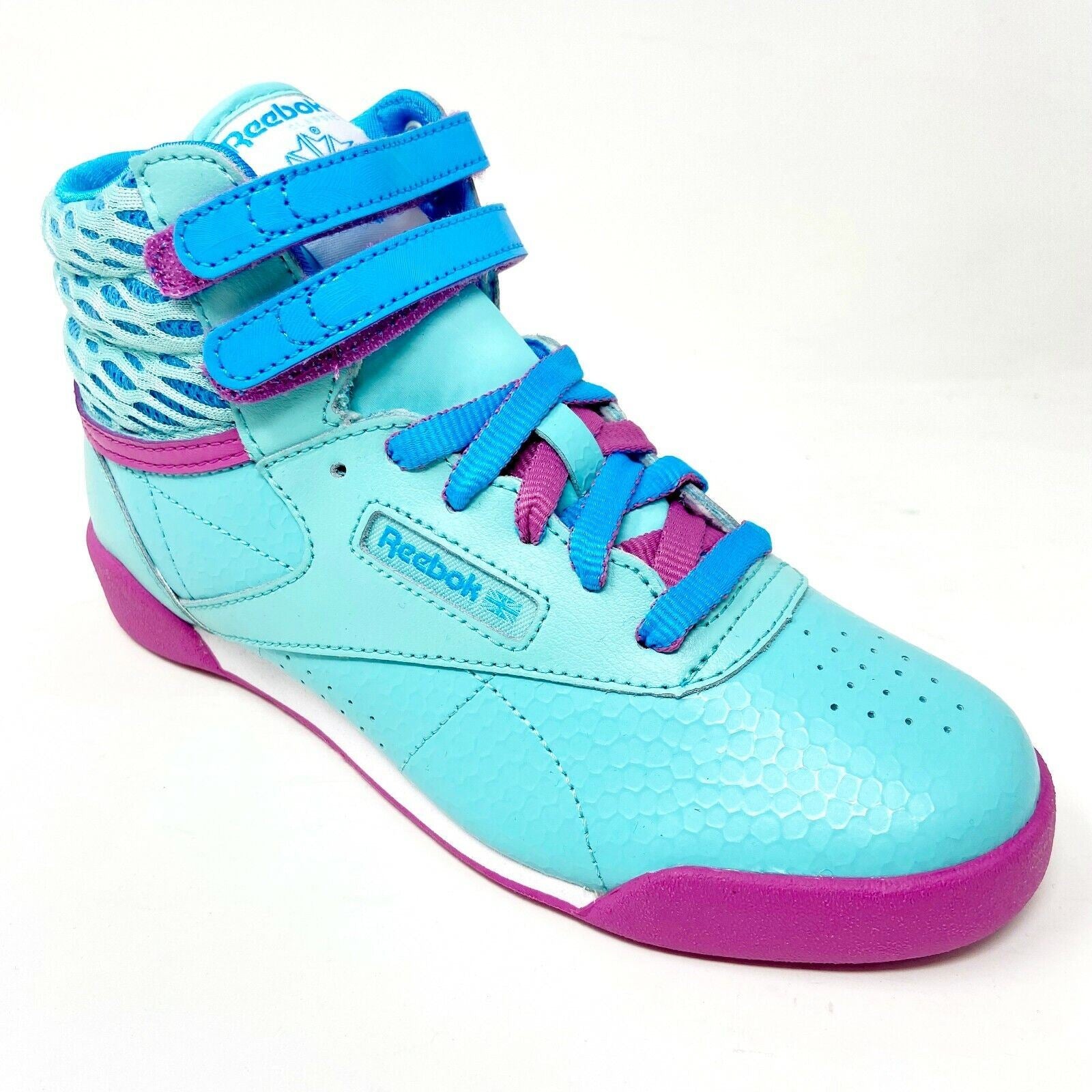 Reebok Freestyle Hi Classic Blue Bomb Ultraberry Kids Girls Sneakers M46776