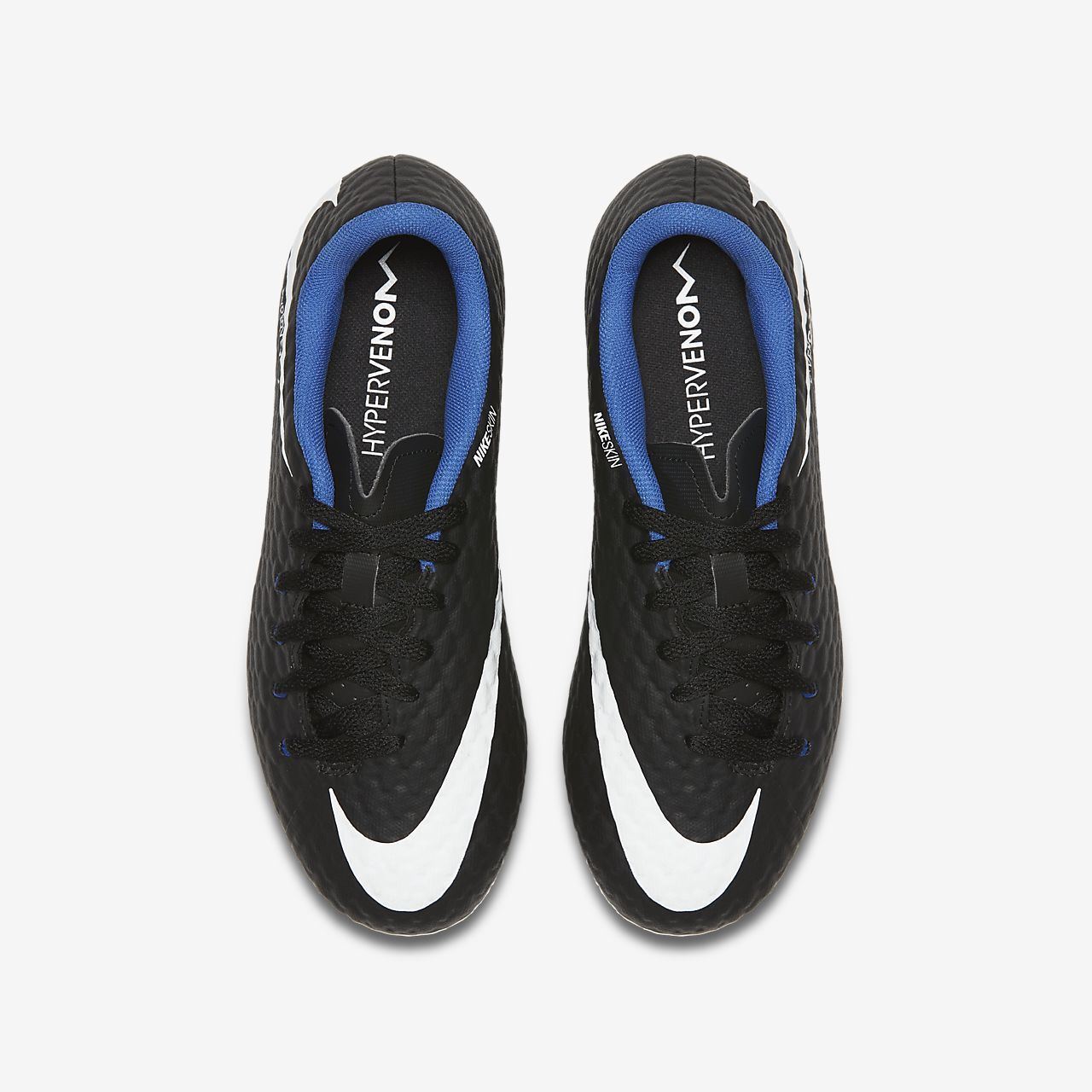 Nike Hypervenom Phelon III FG Black Blue Kids Size 5.5 Soccer Cleats 852595 002