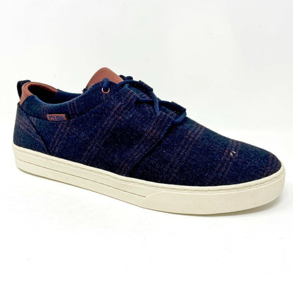 Clae Newman Deep Navy Plaid Mens Premium Casual Sneakers