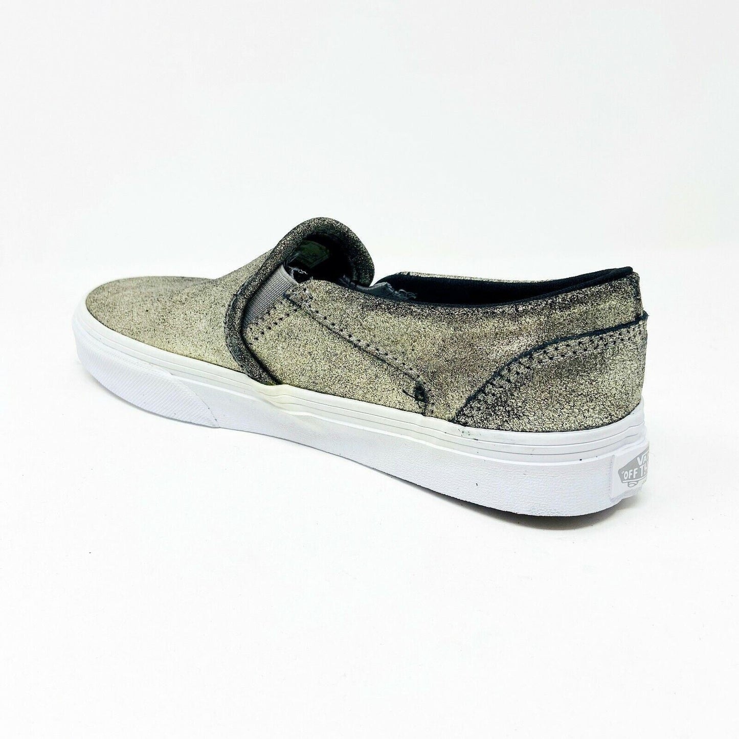 Vans Asher (Metallic) Gold White Womens Classic Slip On Casual Shoes