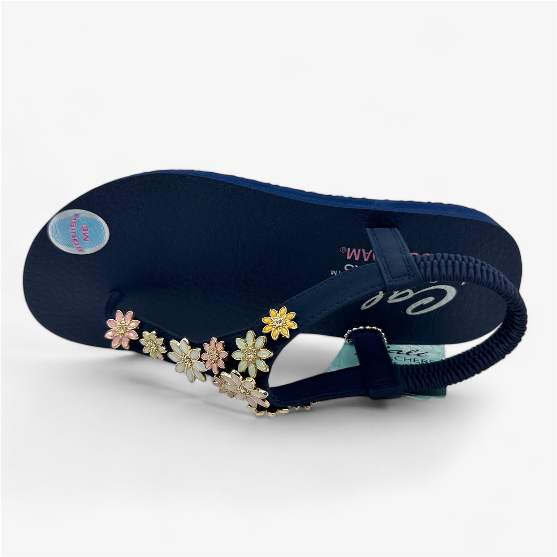Skechers Meditation Happy Daisies Navy Multicolor Womens Sandal Slingback