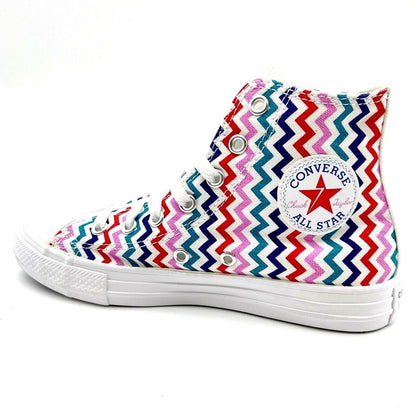Converse CTAS Hi White University Red Zig Zag Kids Girls Casual Shoes 667192F