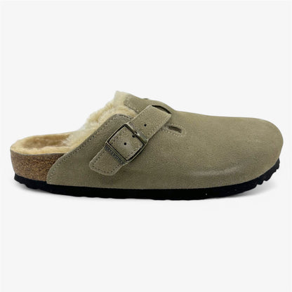 Birkenstock Boston VL Shearling Taupe Womens Casual Soft Footbead Clog