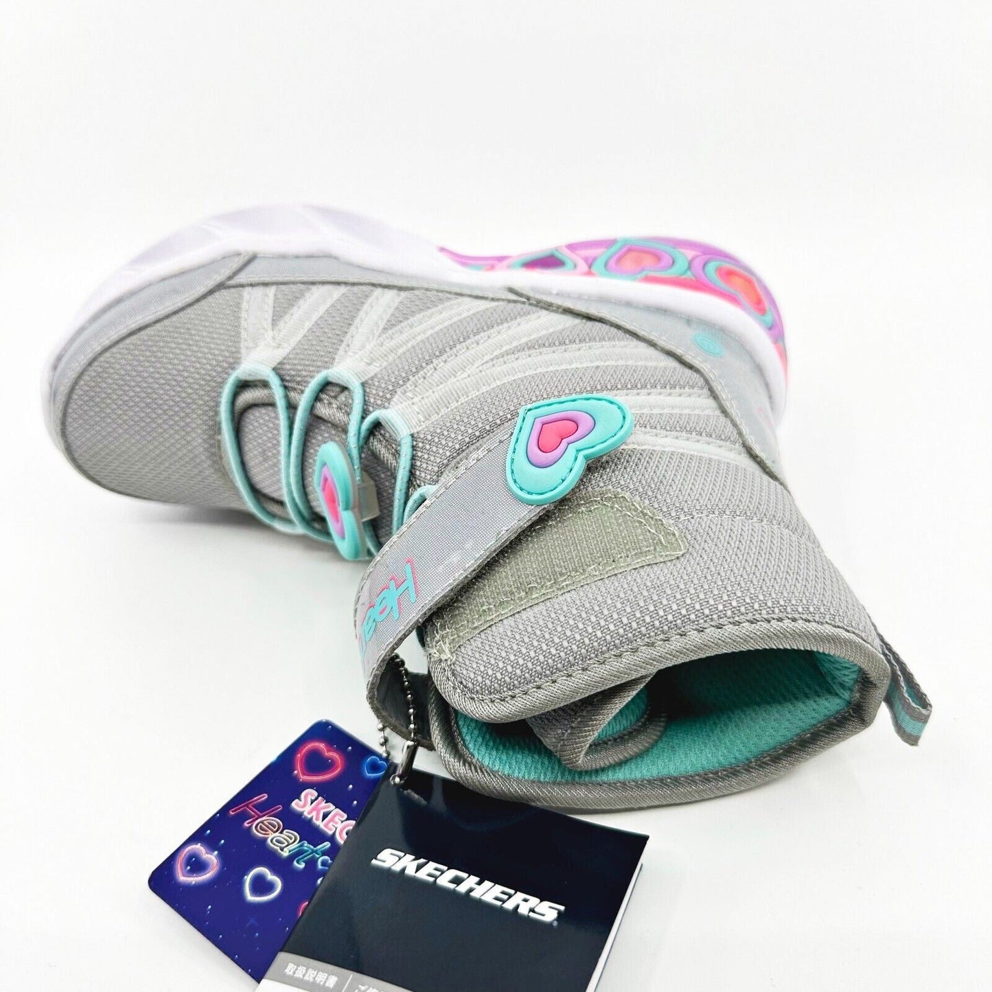 Skechers S Lights Sweetheart Lights Love To Shine Gray Aqua Kids Girls Size 11