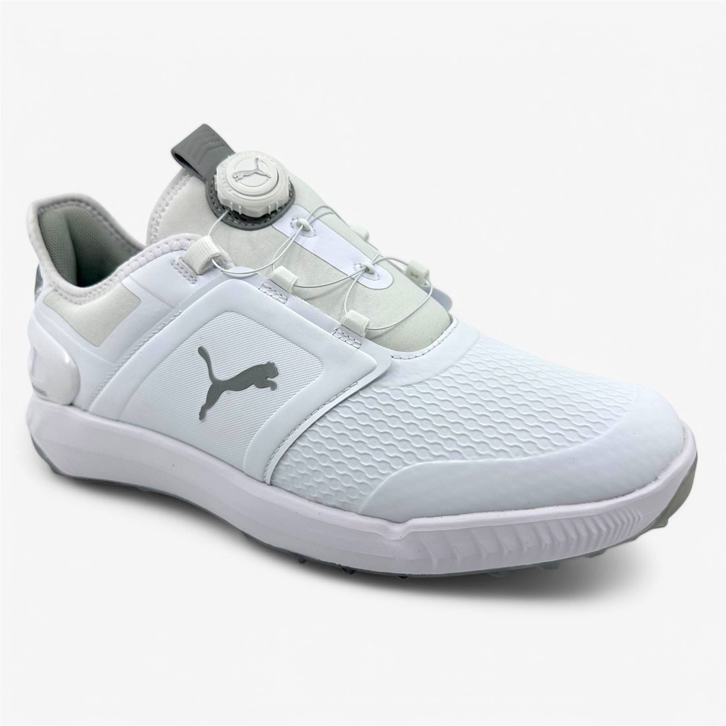 PUMA Ignite Elevate Disc White Silver Mens Waterproof Golf Shoes