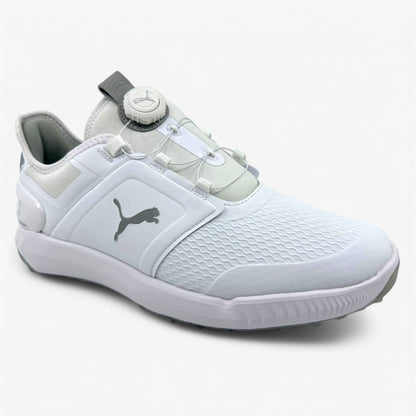 PUMA Ignite Elevate Disc White Silver Mens Waterproof Golf Shoes