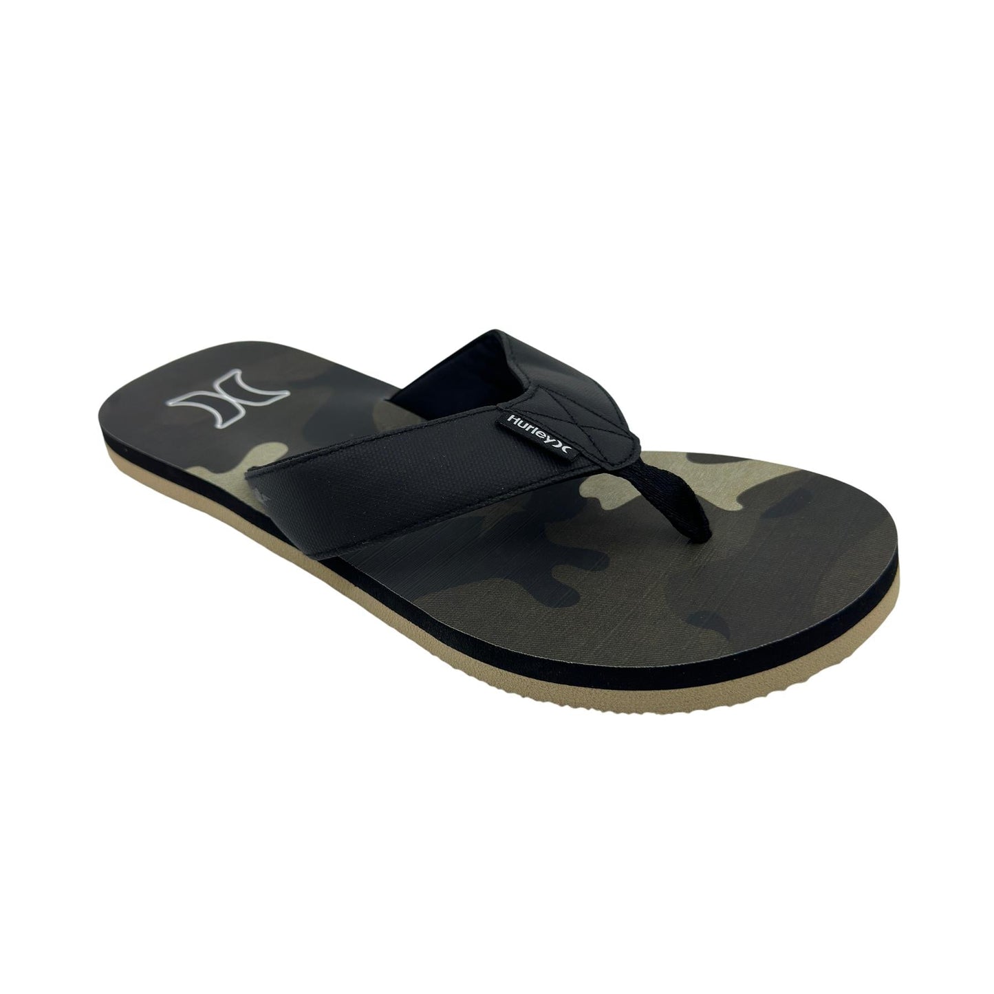 Hurley Logo Olive Camo Black Mens Sandal Pool Beach Flip Flop