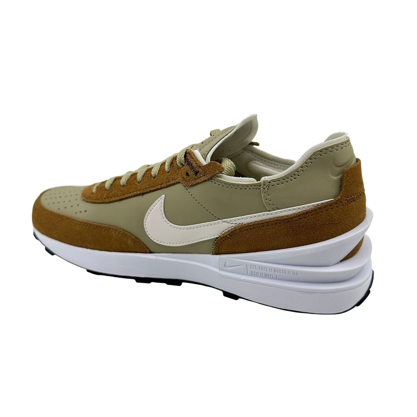 Nike Waffle One Leather Limestone Ale Brown Mens Athletic Sneaker