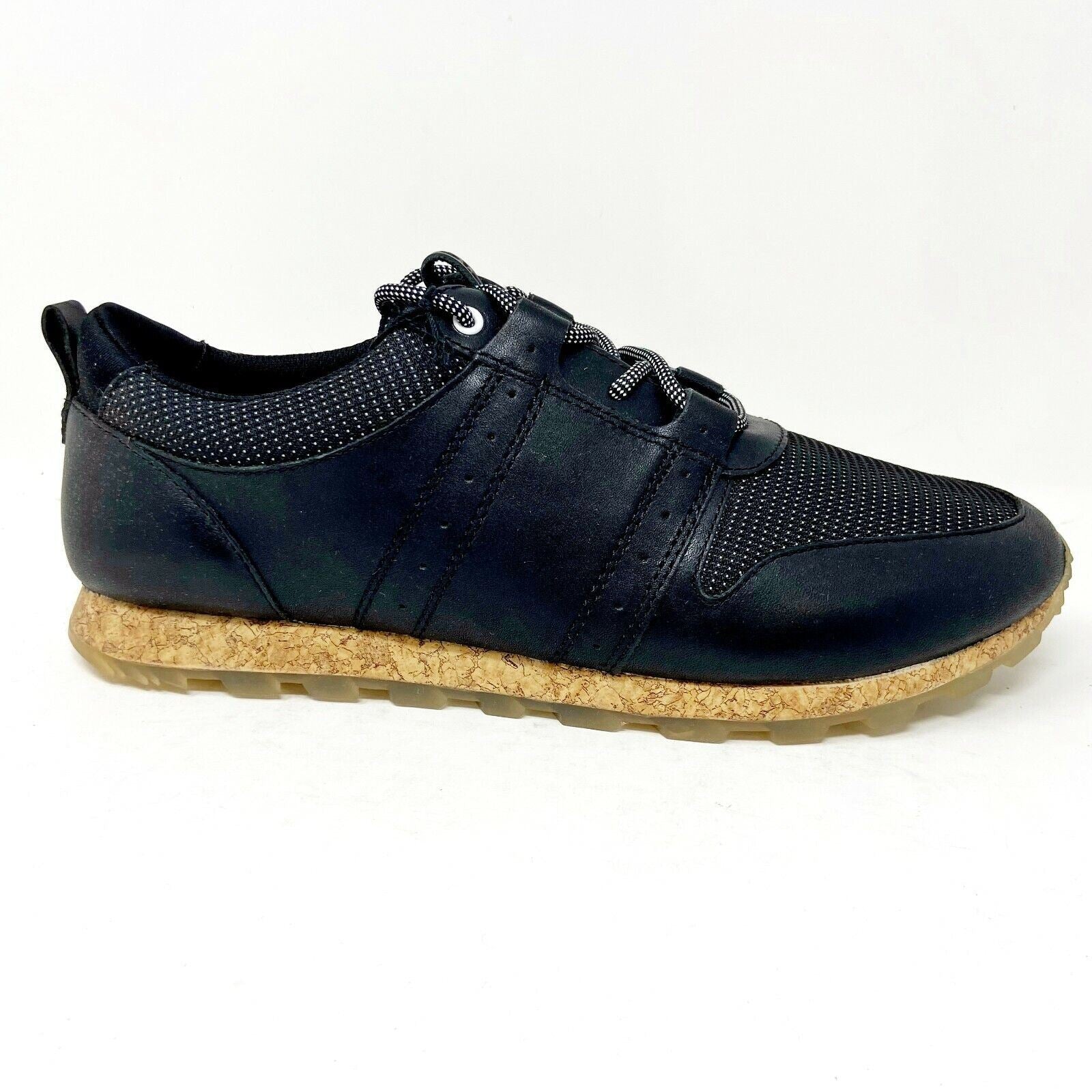 Clae Mills Black Leather Nylon Canvas Mens Casual Premium Sneakers