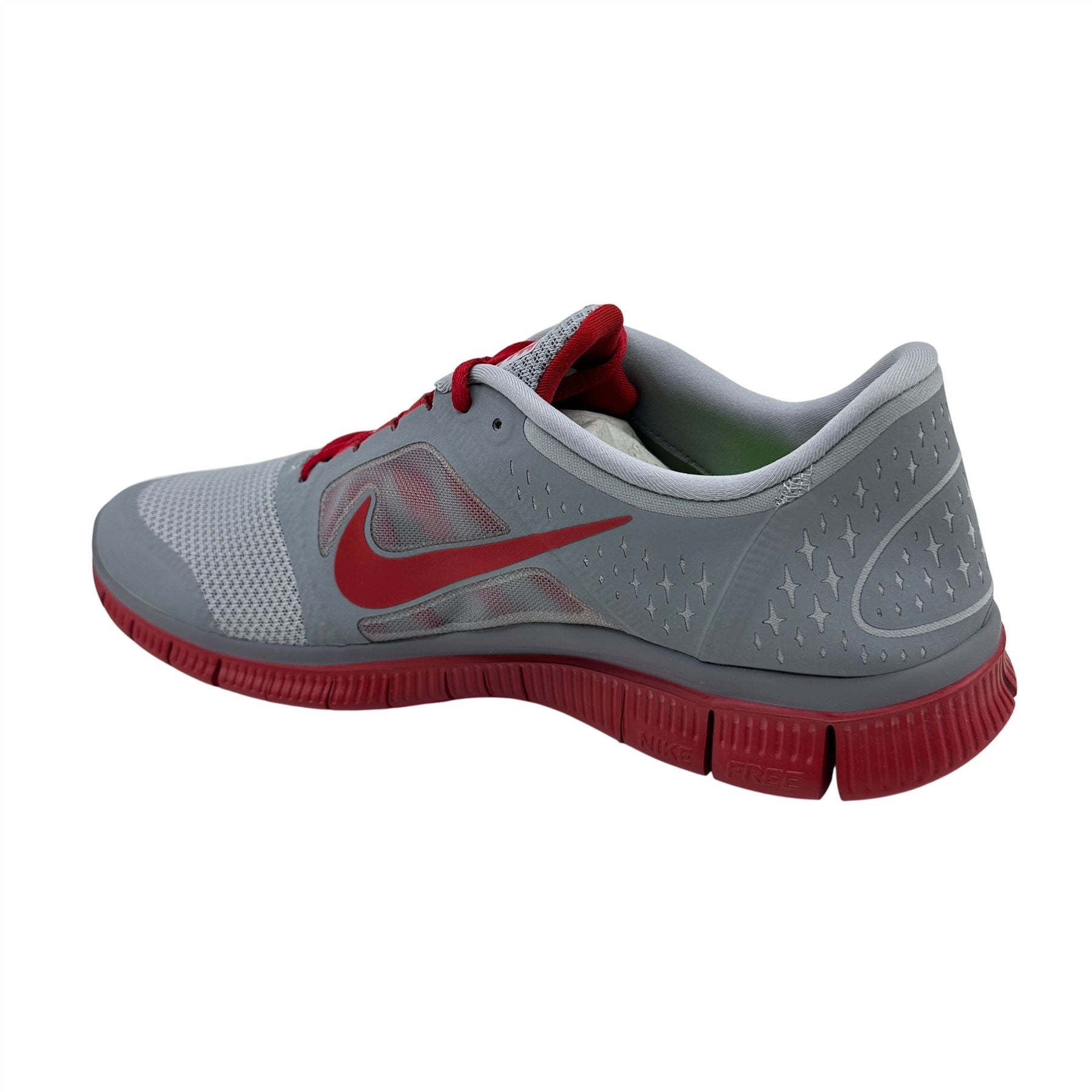 Nike Free Run+ 3 Wolf Grey Gym Red Mens Athletic Sneaker