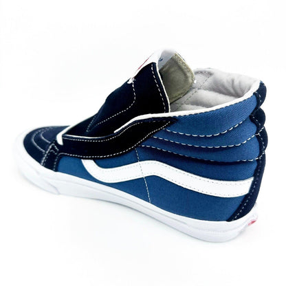 Vans Vault OG Sk8 Hi LX (Suede Canvas) Navy Blue Black Womens Sneakers
