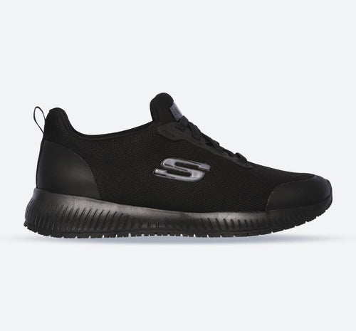 Women's Wide Fit Skechers 77222WEC Squad SR Occupational Trainers - Black