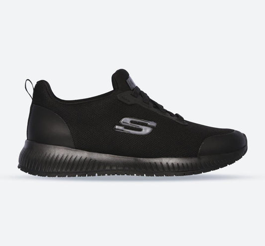 Women's Wide Fit Skechers 77222WEC Squad SR Occupational Trainers - Black