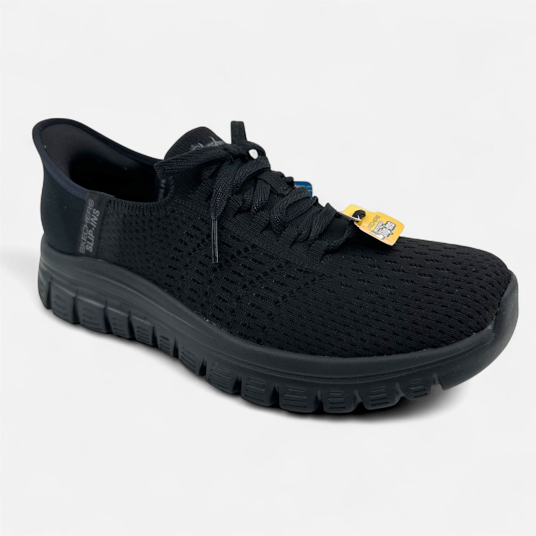 Skechers Graceful First Blush Black Womens Casual Slip Ins Sneaker