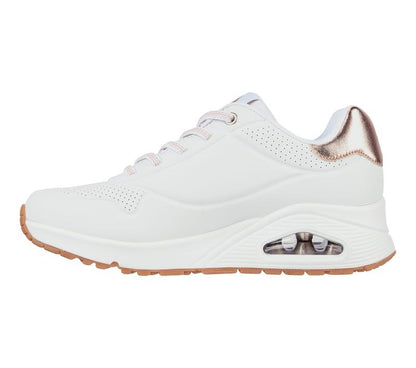 Women's Wide Fit Skechers Uno 155196W Shimmer Away Trainers