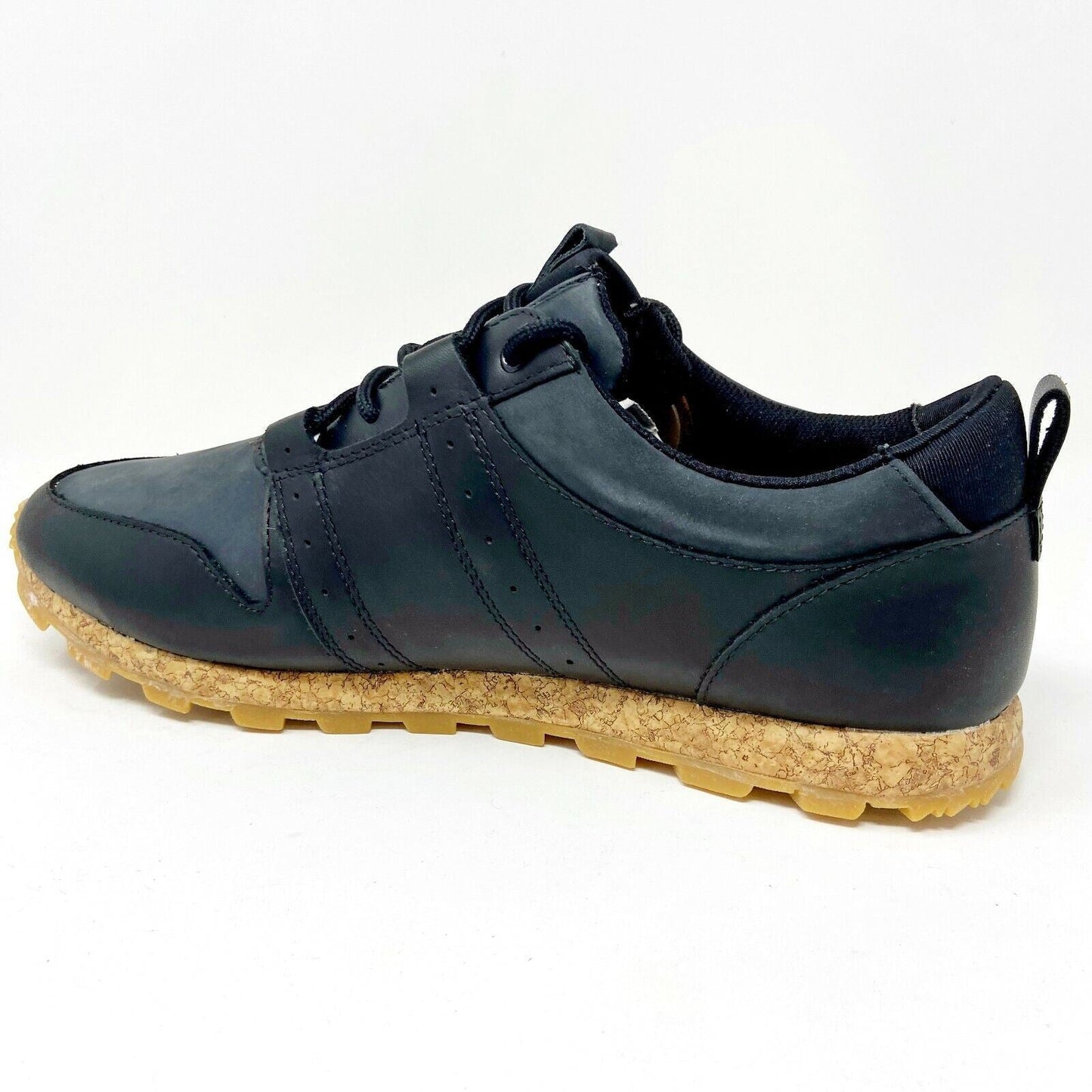 Clae Mills Black Leather Mens Casual Sneakers